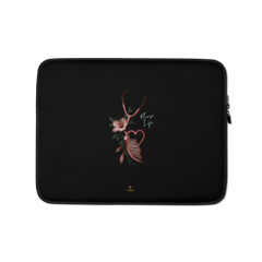 The Devotion Onyx Laptop Sleeve by Haezel Tech, rose stethoscope heart on black. Healer Series