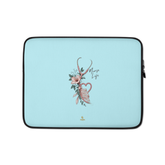 The Devotion Mint Laptop Sleeve by Haezel Tech, rose stethoscope heart on pale mint. Healer Series