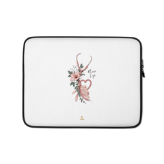 The Devotion Ivory Laptop Sleeve by Haezel Tech, rose stethoscope heart on ivory. Healer Series