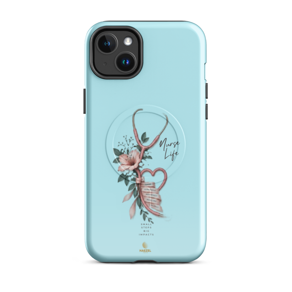 The Devotion Mint iPhone case - rose stethoscope heart and lilies on mint. Haezel Tech Healer Series.