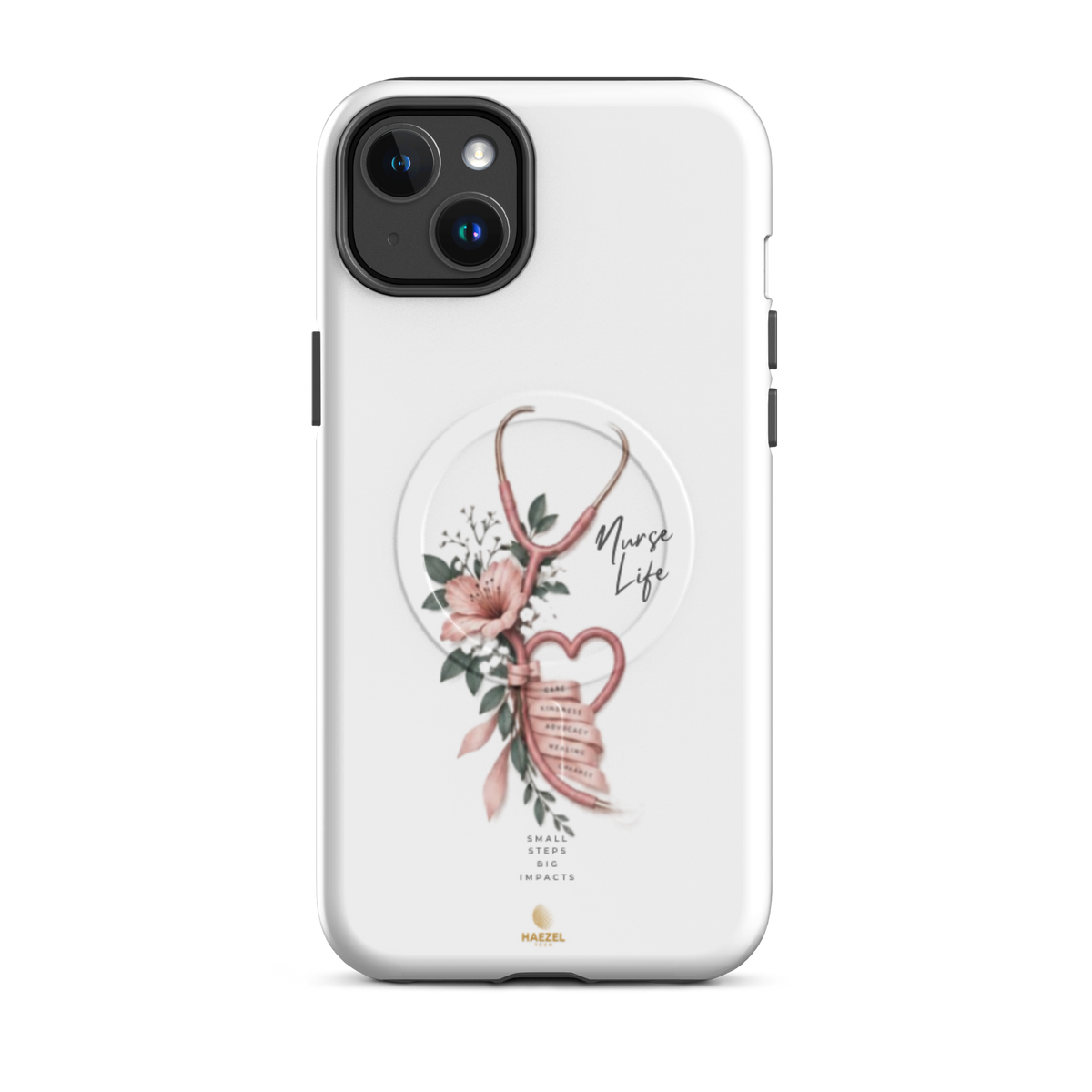 The Devotion Ivory iPhone case - rose stethoscope heart and lilies on ivory. Haezel Tech Healer Series.