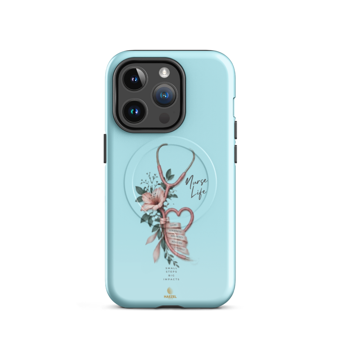 The Devotion Mint iPhone case - rose stethoscope heart and lilies on mint. Haezel Tech Healer Series.