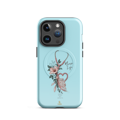 The Devotion Mint iPhone Case, rose stethoscope heart on pale mint. Haezel Tech Healer Series, view 4