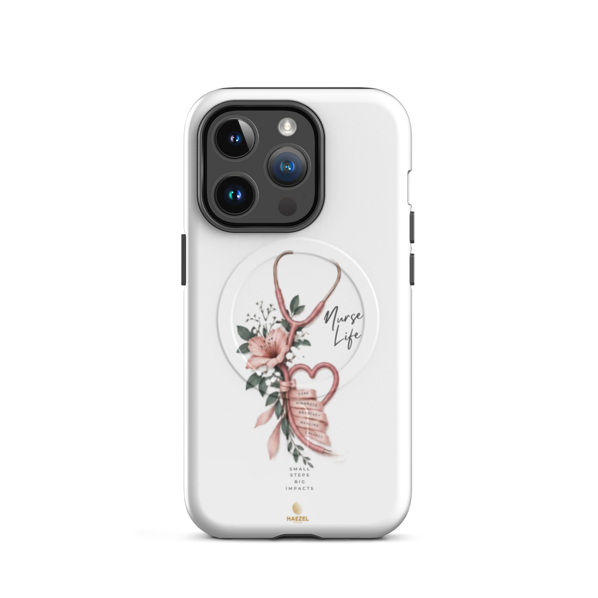 The Devotion Ivory iPhone case - rose stethoscope heart and lilies on ivory. Haezel Tech Healer Series.