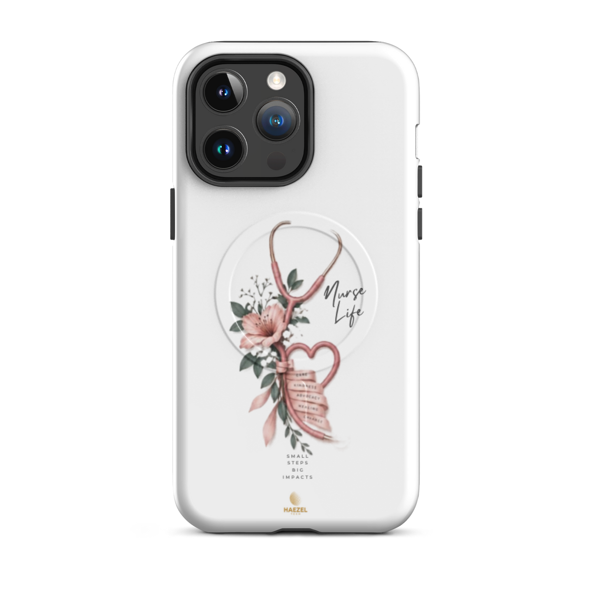 The Devotion Ivory iPhone case - rose stethoscope heart and lilies on ivory. Haezel Tech Healer Series.