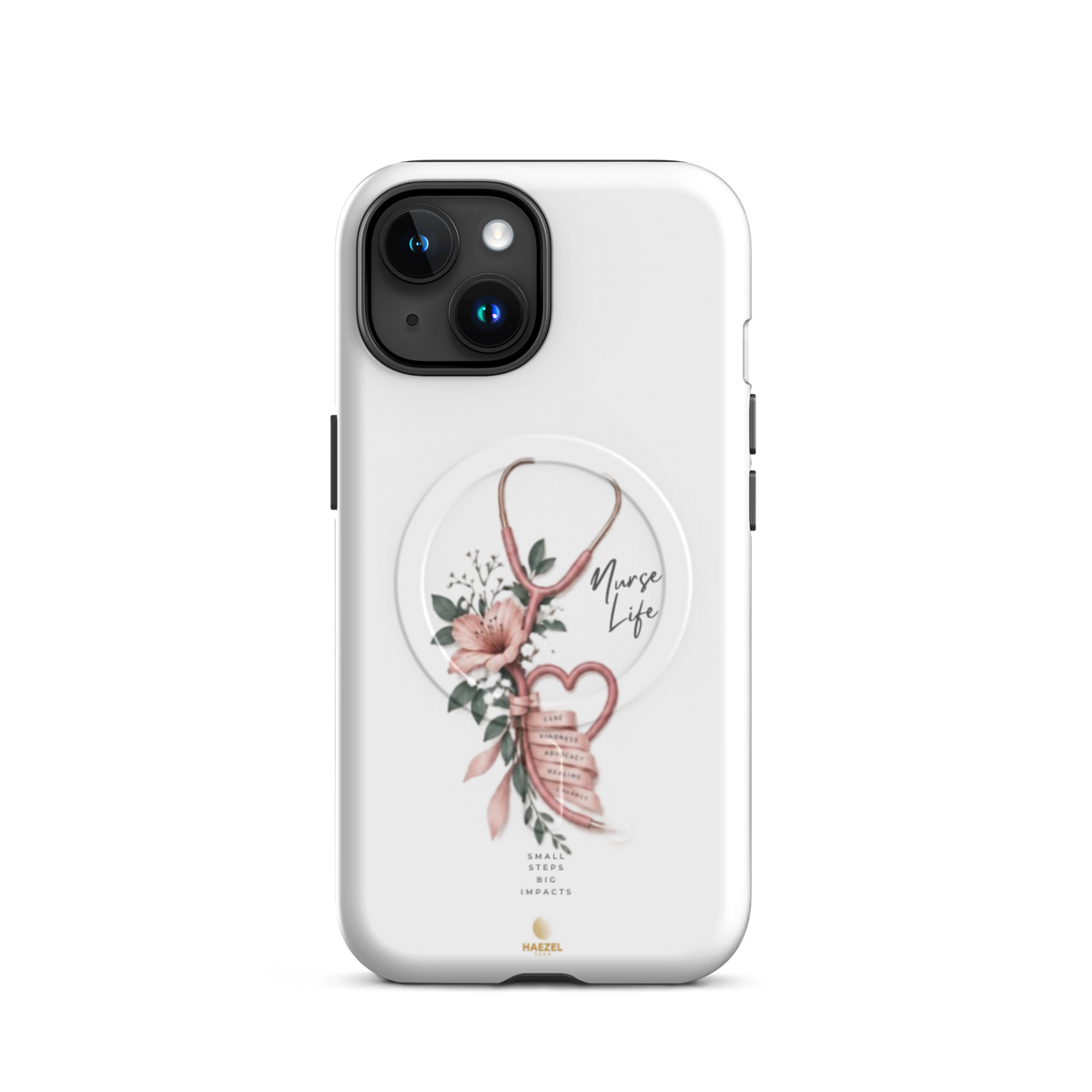 The Devotion Ivory iPhone case - rose stethoscope heart and lilies on ivory. Haezel Tech Healer Series.