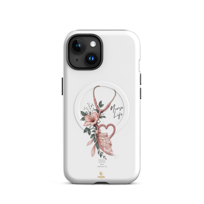 The Devotion Ivory iPhone Case, rose stethoscope heart on ivory. Haezel Tech Healer Series