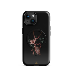 The Devotion Onyx iPhone Case, rose stethoscope heart on black. Haezel Tech Healer Series