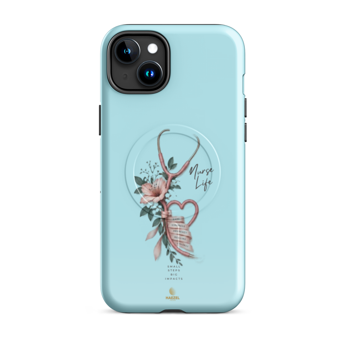 The Devotion Mint iPhone case - rose stethoscope heart and lilies on mint. Haezel Tech Healer Series.