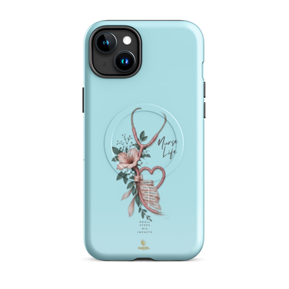 The Devotion Mint iPhone Case, rose stethoscope heart on pale mint. Haezel Tech Healer Series, view 6