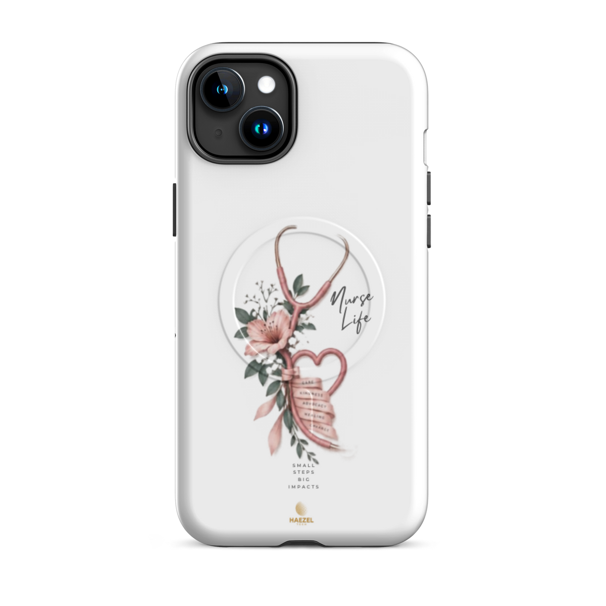 The Devotion Ivory iPhone case - rose stethoscope heart and lilies on ivory. Haezel Tech Healer Series.
