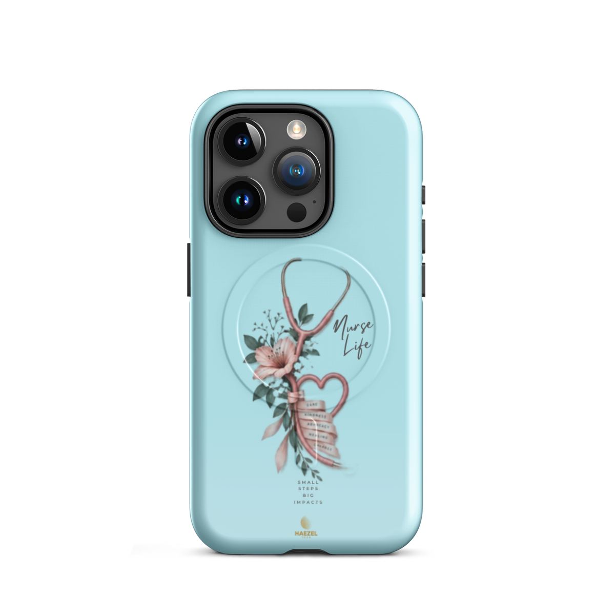 The Devotion Mint iPhone case - rose stethoscope heart and lilies on mint. Haezel Tech Healer Series.