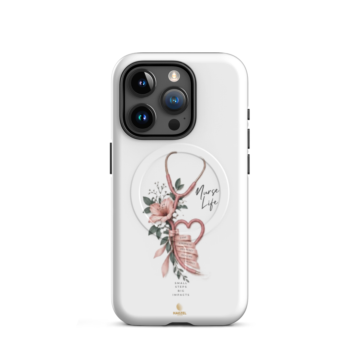 The Devotion Ivory iPhone case - rose stethoscope heart and lilies on ivory. Haezel Tech Healer Series.