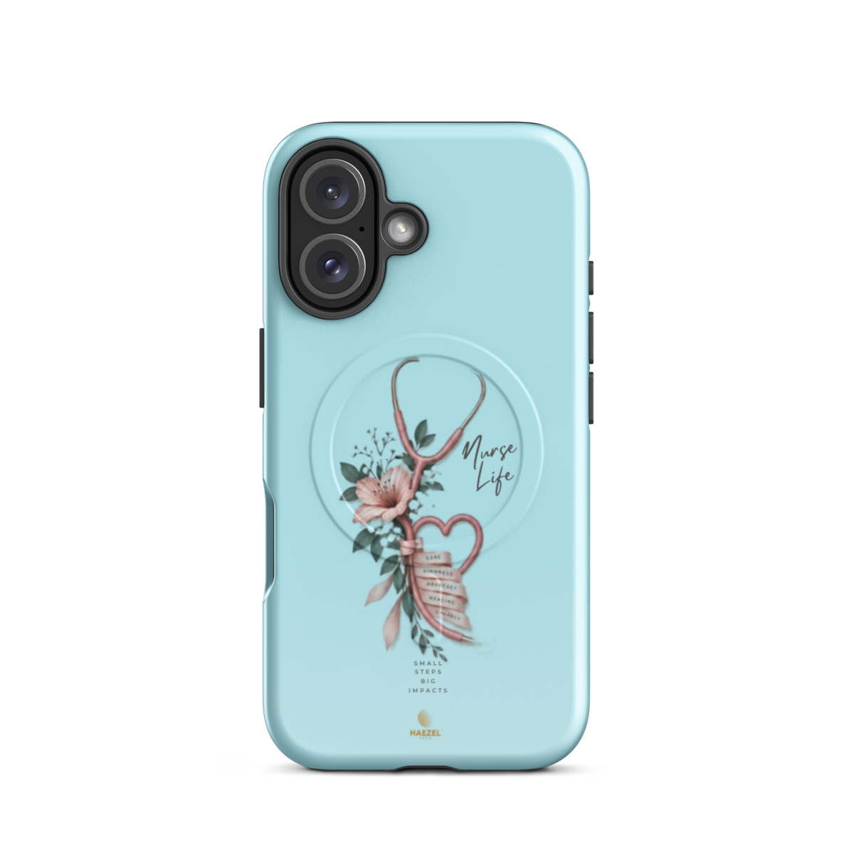 The Devotion Mint iPhone case - rose stethoscope heart and lilies on mint. Haezel Tech Healer Series.