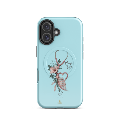 The Devotion Mint iPhone Case, rose stethoscope heart on pale mint. Haezel Tech Healer Series, view 9