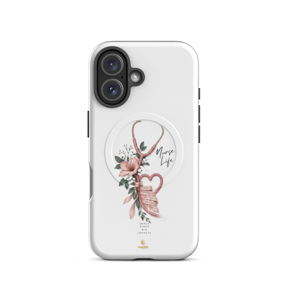 The Devotion Ivory iPhone case - rose stethoscope heart and lilies on ivory. Haezel Tech Healer Series.