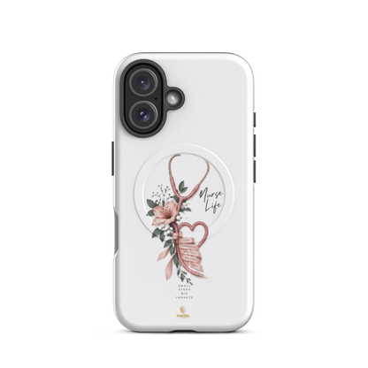 The Devotion Ivory iPhone Case, rose stethoscope heart on ivory. Haezel Tech Healer Series, view 9