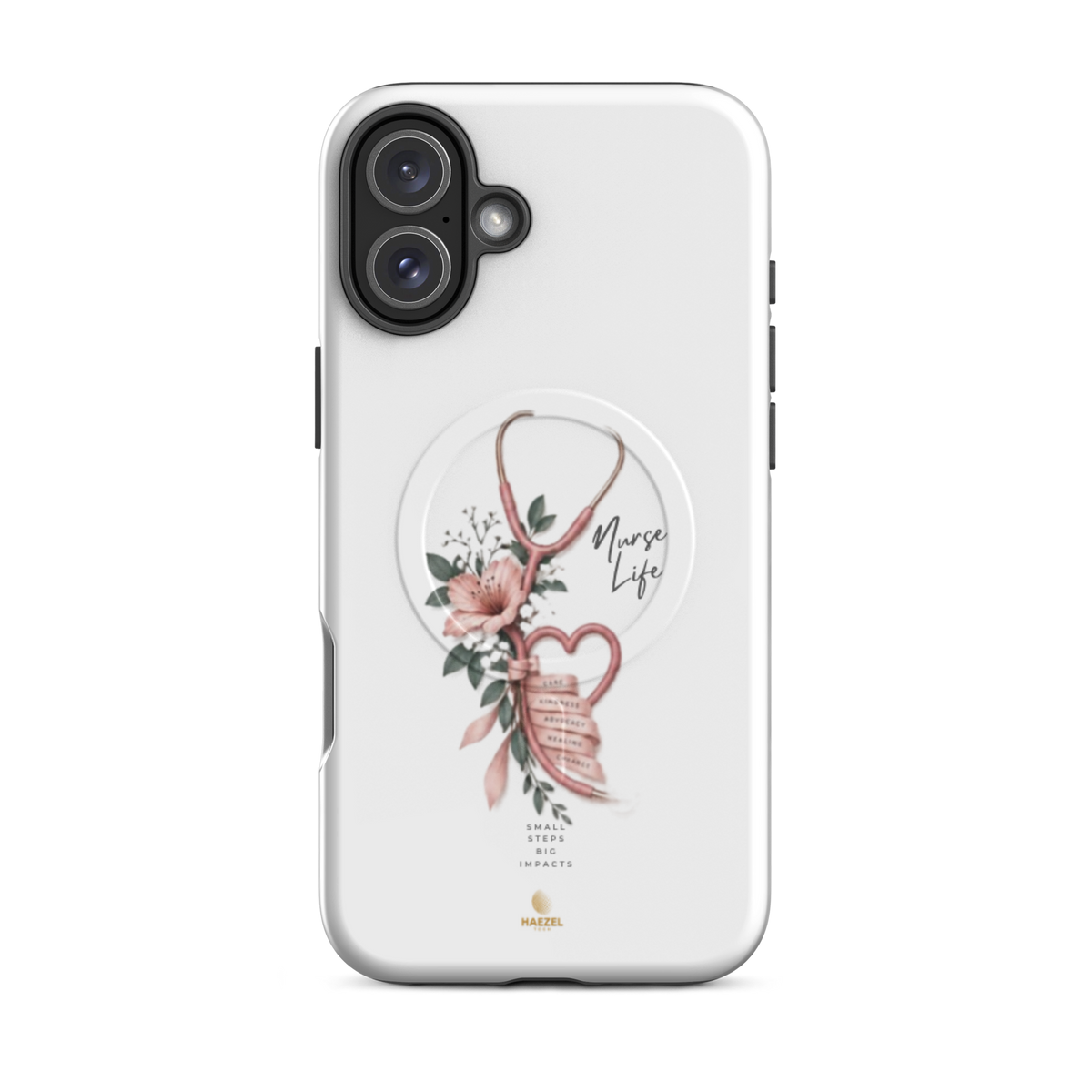 The Devotion Ivory iPhone case - rose stethoscope heart and lilies on ivory. Haezel Tech Healer Series.