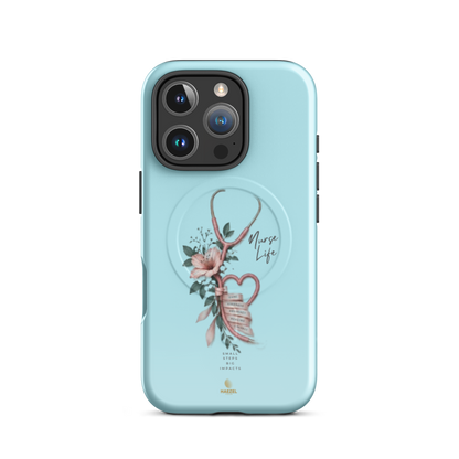 The Devotion Mint iPhone Case, rose stethoscope heart on pale mint. Haezel Tech Healer Series, view 11