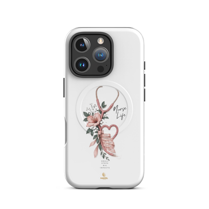 The Devotion Ivory iPhone Case, rose stethoscope heart on ivory. Haezel Tech Healer Series, view 11