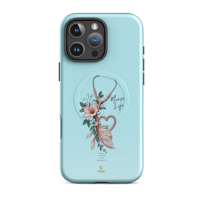 The Devotion Mint iPhone Case, rose stethoscope heart on pale mint. Haezel Tech Healer Series, view 12