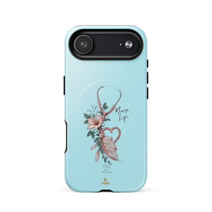 The Devotion Mint iPhone Case, rose stethoscope heart on pale mint. Haezel Tech Healer Series, view 14