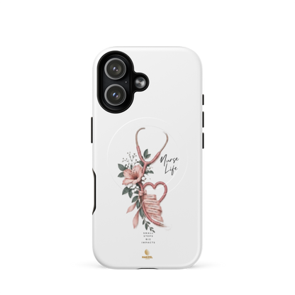 The Devotion Ivory iPhone Case, rose stethoscope heart on ivory. Haezel Tech Healer Series, view 13