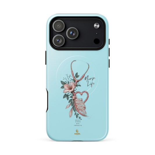 The Devotion Mint iPhone Case, rose stethoscope heart on pale mint. Haezel Tech Healer Series, view 18