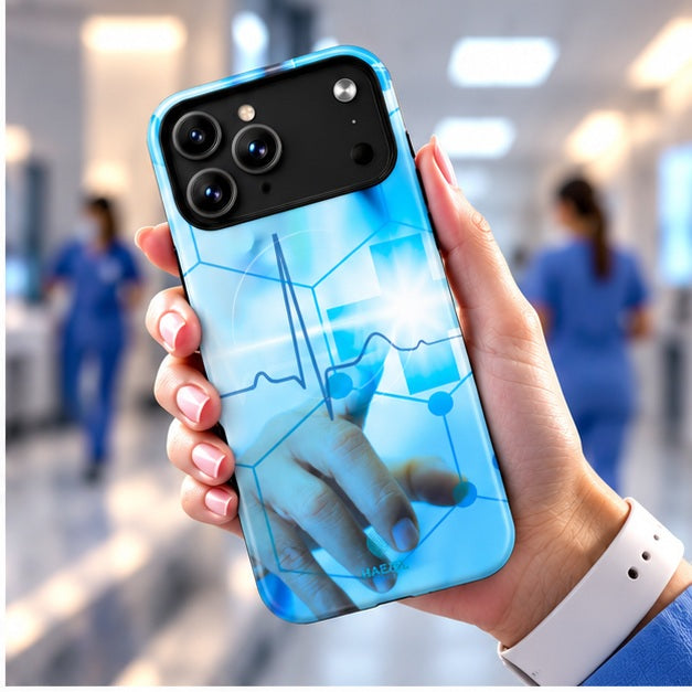 RN Nurse iPhone Case — handheld hospital corridor