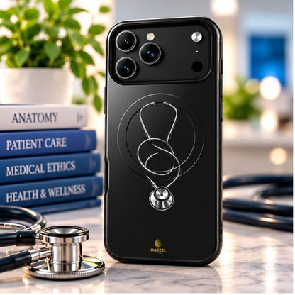 The Oath iPhone Case — clinical desk with medical books
