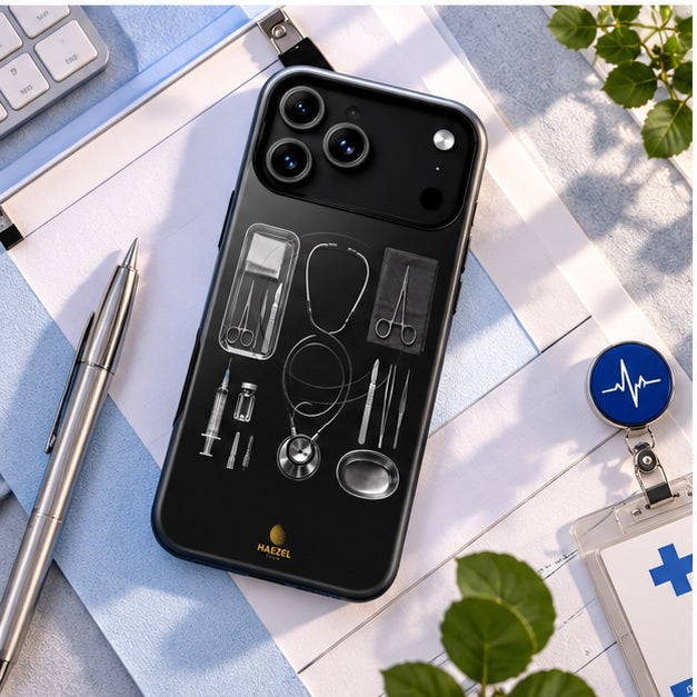 The Theatre iPhone Case — clinical desk flat lay